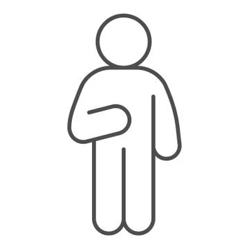 Guy Idler thin line icon. Man in front pose with raised hand on the left outline Ilustración de archivo