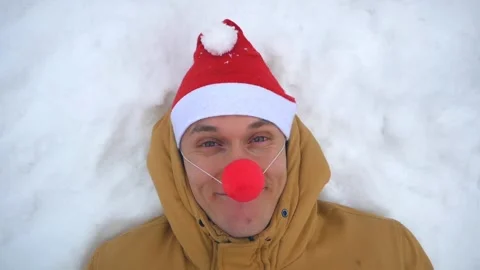 Guy in the image of Santa. Stock Footage 122381720