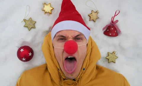 Guy in the image of Santa. Stock Photos