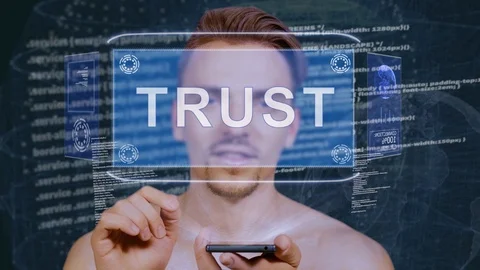 Guy interacts HUD hologram Trust Stock Footage 112054951