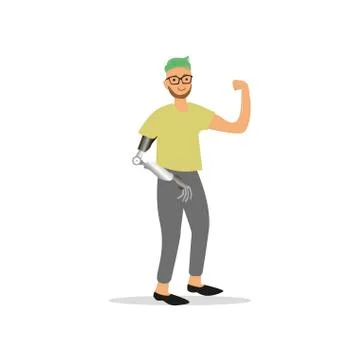 Guy invalid with prosthetic arm Stock Illustration