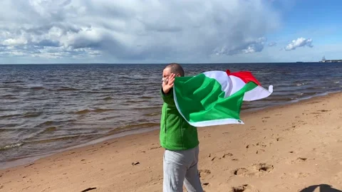 The guy with the Italian flag behind Stock-Footage 130435695