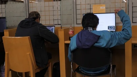 Guy Jamming Out To Music On Computer Stock Footage 121164719