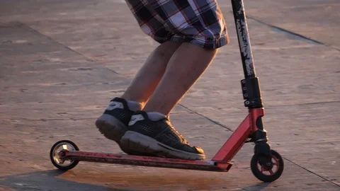 The guy in the jump on the kick scooter Stock Footage 111868138