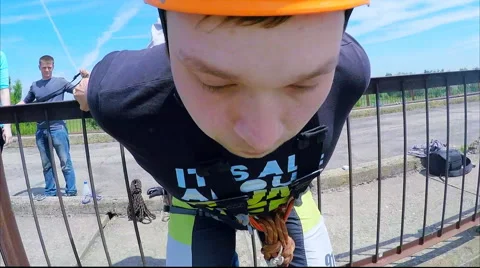 Guy jumping from the bridge facing forward from Gopro   Hero 3 Stock Footage 49912255