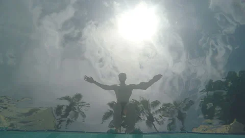 Guy Jumping Into The Pool Stock-Footage 91591510
