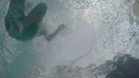 Guy Jumping Into The Pool Stock Footage 91592229