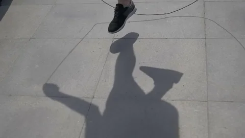 Guy is jumping on the skipping rope Stock Footage 81811001