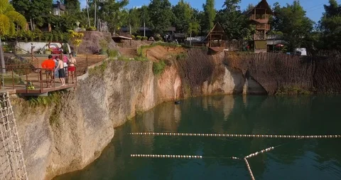 Guy jumping in a water making back flip high enough Stock Footage 108469408