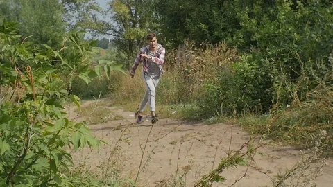 Guy Jumps high for Joy Stock Footage 95539927