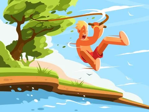 Guy jumps into water Illustrazione stock