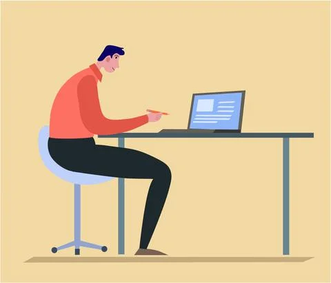 Guy with a laptop Stock Illustration