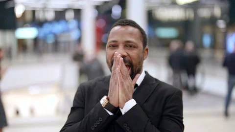 Guy is laughing happily to camera, portrait of african man, cheerful and joyful Stock-Footage 169560966