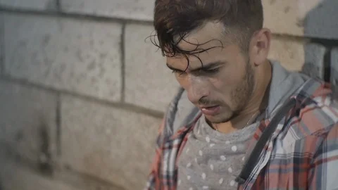 Guy Laughs at his Problems Stock Footage 95549716