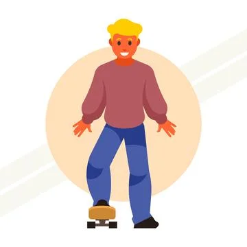 Guy-learning-to-skateboard Illustrazione stock