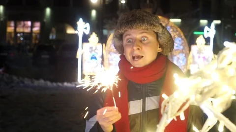 The Guy Lights A Bengal Light And Laughs Loudly Stock Footage 83438092