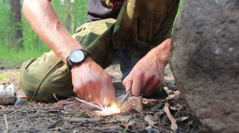 The guy lit a fire in silicon Stock Footage 65461607