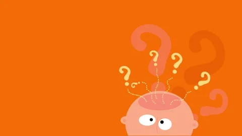Guy looking for answers inside his head with question signs coming out of his Stock Footage 132071293
