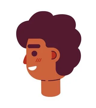 Guy looking back with happy smirk semi flat vector character head Stock Illustration