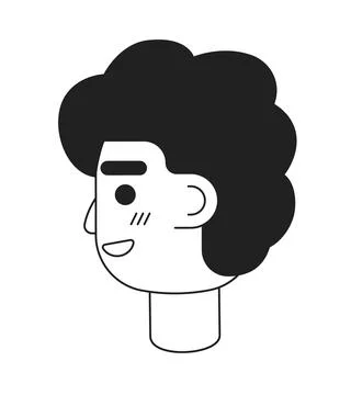 Guy looking back with happy smirk monochromatic flat vector character head Stock Illustration
