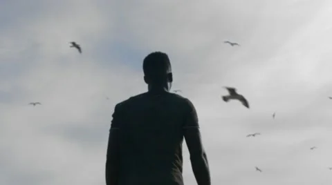 Guy looking at the birds in the sky 07 Видео 67556156