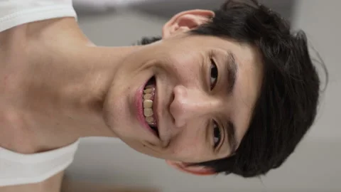Guy looking at camera like his mirror Video stock 219398795