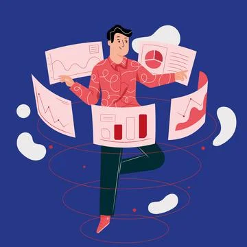 The guy is looking for information on the Web. Online file search Stock Illustration