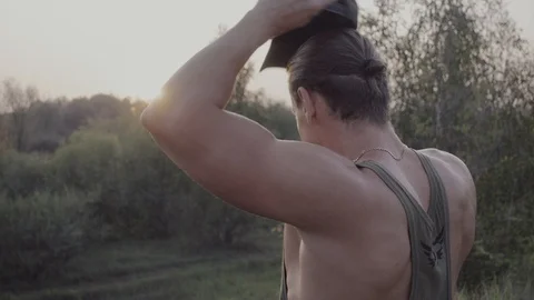 Guy looking at sunrise Stock Footage 117911026