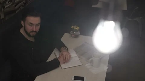 Guy is looking through the window Stock Footage 86402136