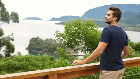 Guy looking at view Video stock 94019502