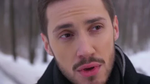 Guy Looks Around. Close-up Stock Footage 163466804