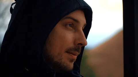 The guy looks somewhere Stock Footage 98451414