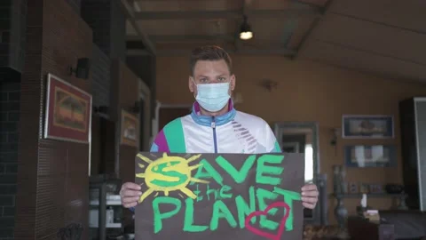 The guy made a challenge in defense of the planet Stock Footage 151334793