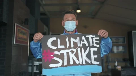 The guy made a challenge in defense of the planet Stock Footage 151334855