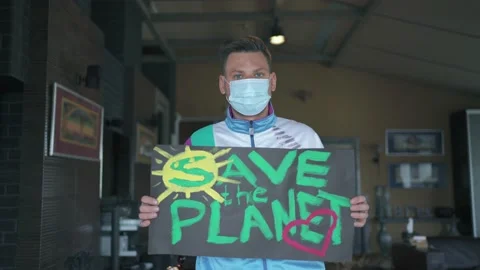 The guy made a challenge in defense of the planet Stock Footage 151334856