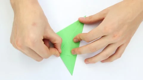 Guy Make Origami Crane Timelapse Stock Footage 8659347