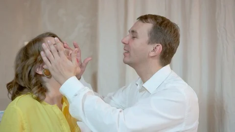 The guy makes fun of his girlfriend Stock Footage 121401396