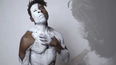 Guy with makeup on all body Stock Footage 91533681