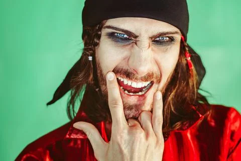 A guy with makeup in the image of a pirate Stock Photos