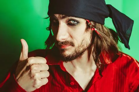 A guy with makeup in the image of a pirate Stock Photos