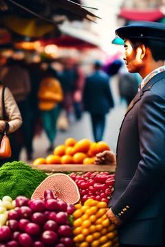 Guy in marketplace Illustrazione stock