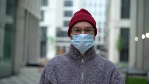 The guy in the medical mask Stock Footage 130877930