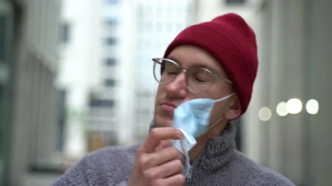 The guy in the medical mask Stock Footage 130877943