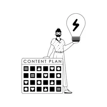 Guy , message design and fall clean bulb . capable of social network . blac.. イラスト素材