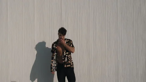 Guy model shows his body Stock Footage 169616584