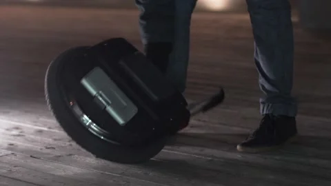 The guy on the monocycle Stock Footage 130574941