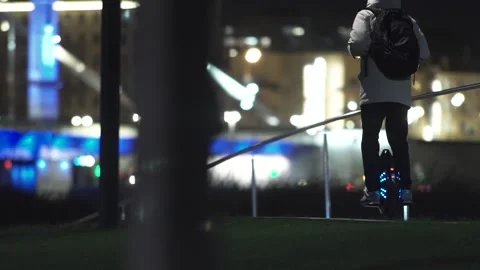 The guy on the monocycle Stock Footage 130574944