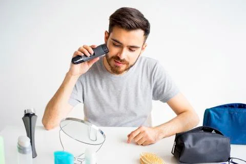 Guy morning hygiene Stock Photos