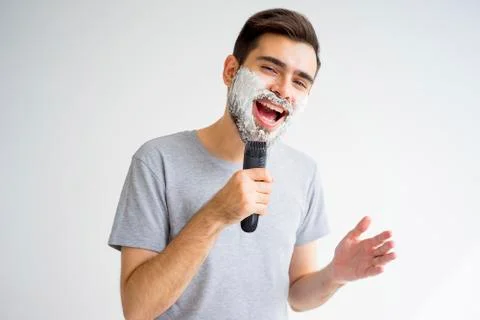 Guy morning hygiene Stock Photos