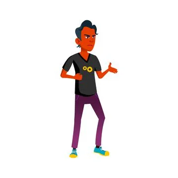 Guy with negative emotions speaking about problem cartoon vector Illustrazione stock